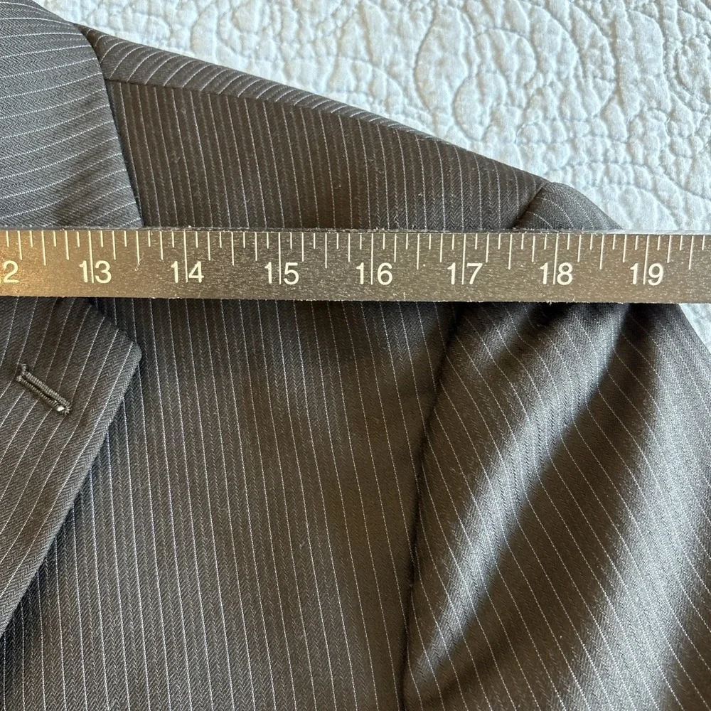 Ralph Lauren Men 44L Black Pinstripe 100% Wool Blazer Made Canada